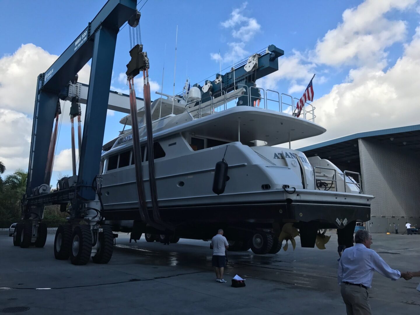An Atlantic yacht being transported