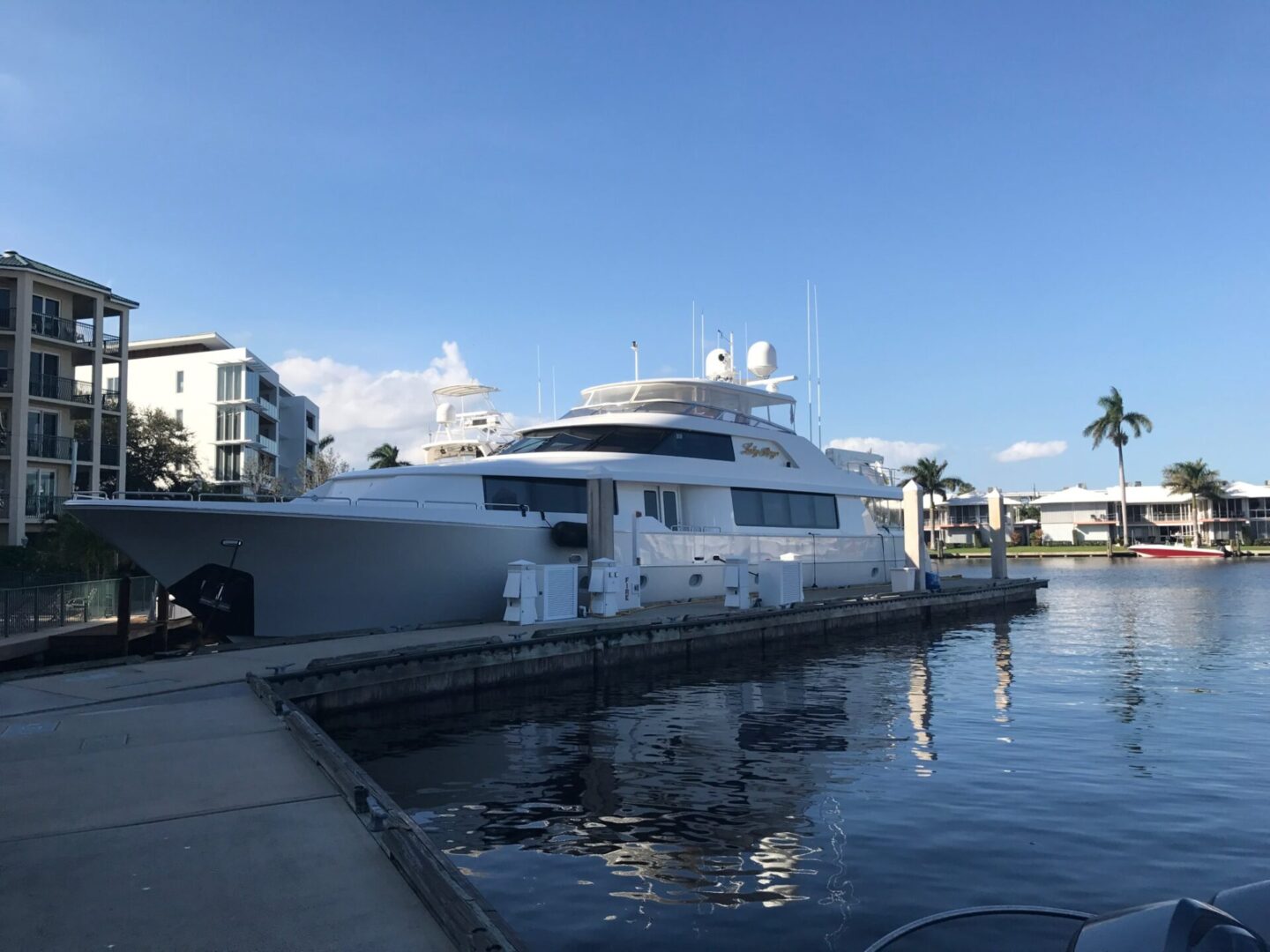 A Lady Raye docked at the pier