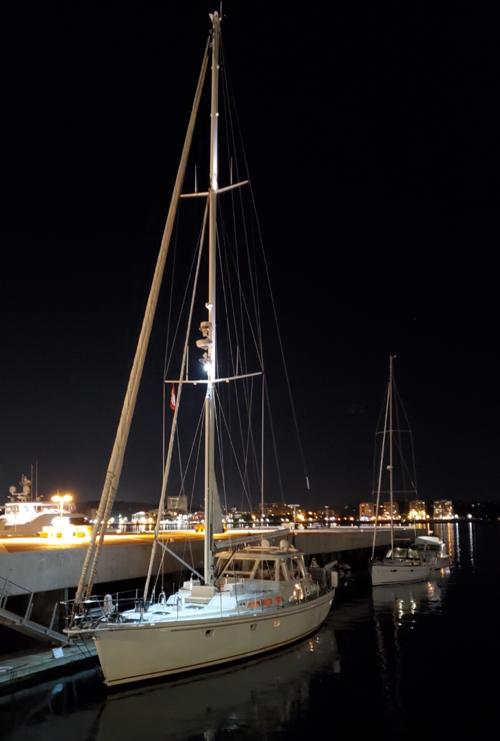 yachts at night